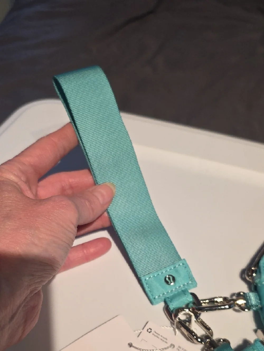 Lululemon aqua dual pouch wristlet key & card holder NWT